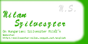 milan szilveszter business card